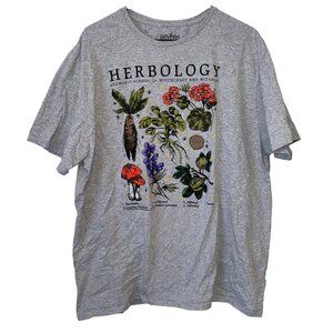 Harry Potter Herbology Graphic T-Shirt 2XL 80% Cotton 20% Polyester Gray Short S